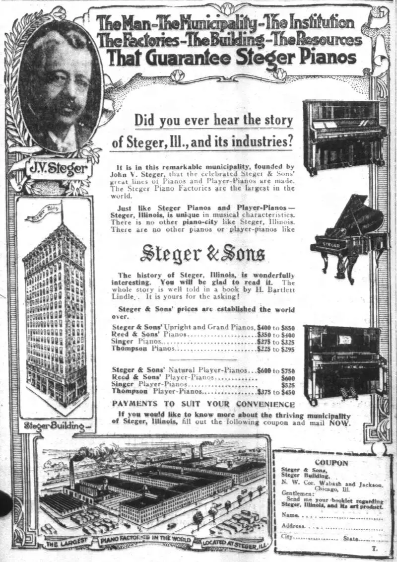 Steger Sons Advertisement Chicago Daily Tribunec April C P