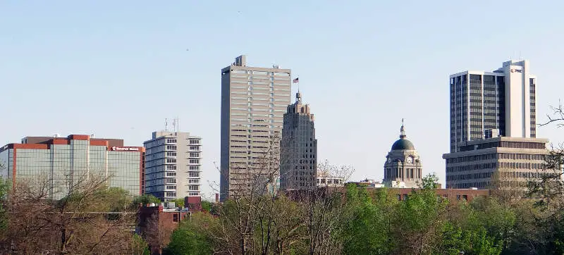 Downtown Fort Waynec Indiana Skyline From Old Fortc May