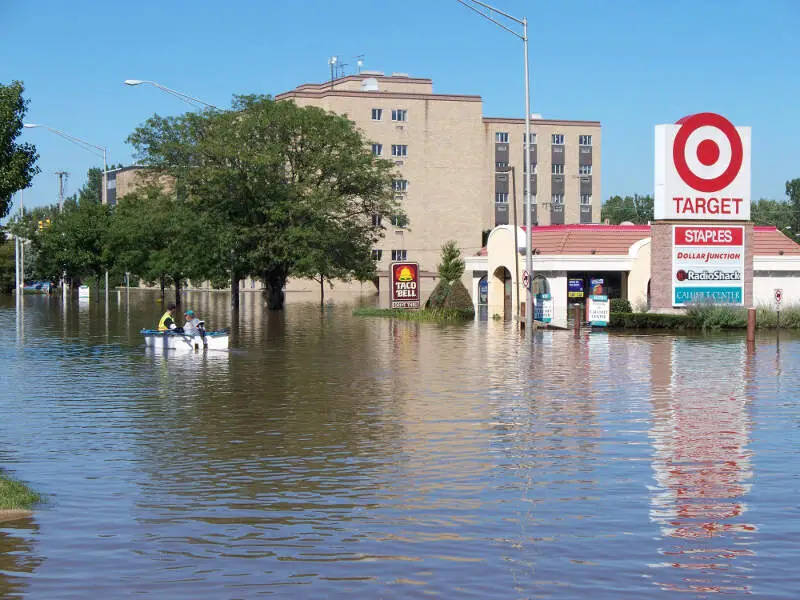 Residents Boat Down A Main Street In Munsterc In