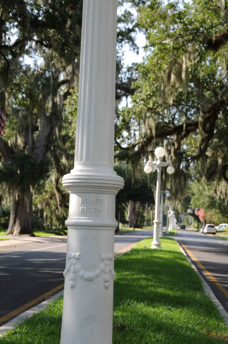 Historic Lampposts On Main Street  Franklinc Louisiana