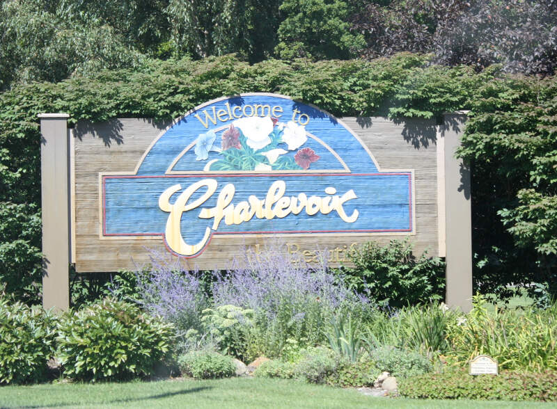 Charlevoix Michigan Welcome Sign