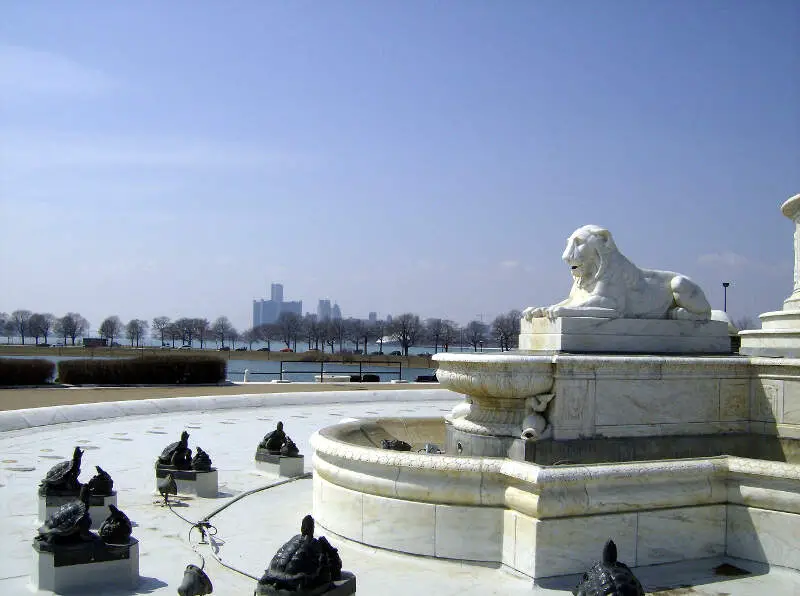 James Scott Fountain  Detroit Skyline