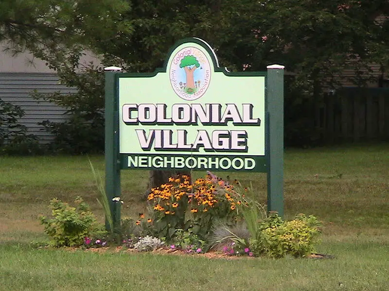 Lansingc Michigan Colonial Village Sign