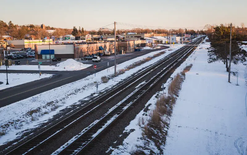 Bnsf Railroad And Railway Avenue  Sauk Rapidsc Minnesota  Winter