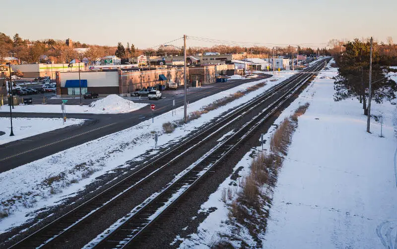 Bnsf Railroad And Railway Avenue   Sauk Rapidsc Minnesota   Winter