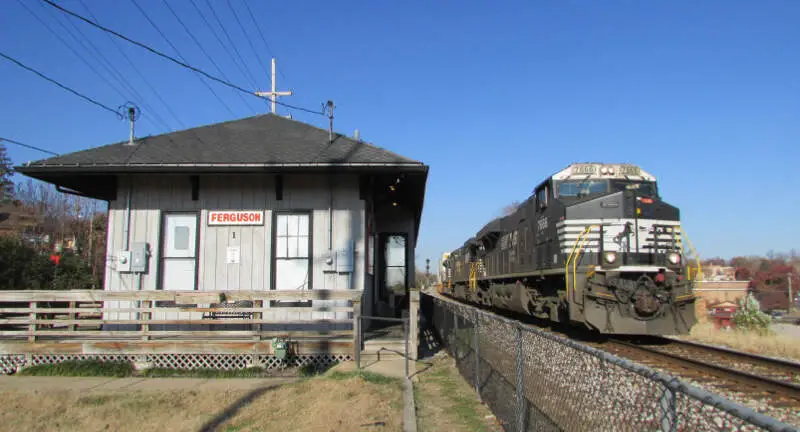 Norfolk Southern Train Runs Past Ferguson Train Station