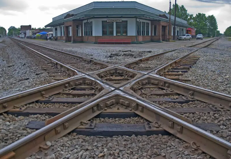 Railroad Crossover In Corinthc Mississippic United States