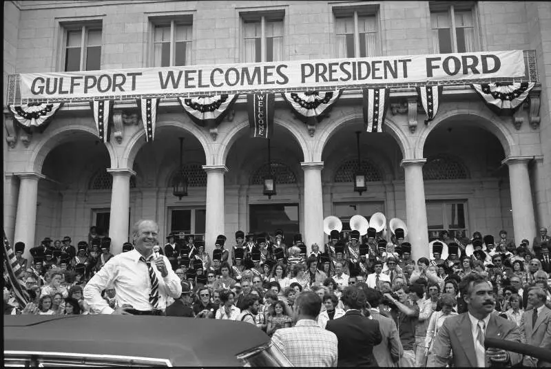 President Ford During A Campaign Stop  Nara