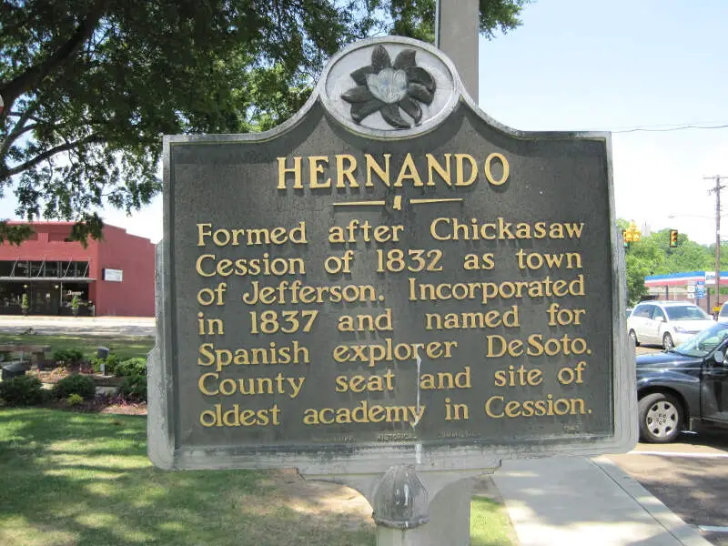 Historical Marker At Court Square Hernando Ms