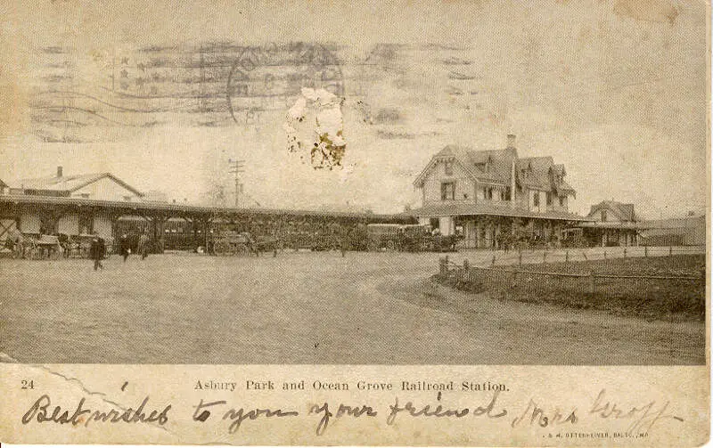 Postcard Of Asbury Park And Ocean Grove Railroad Stationc Nj