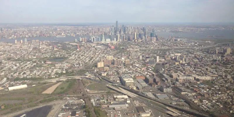 View Of Lower Manhattanc Jersey Cityc New Jerseyc And Several Highways Cropped