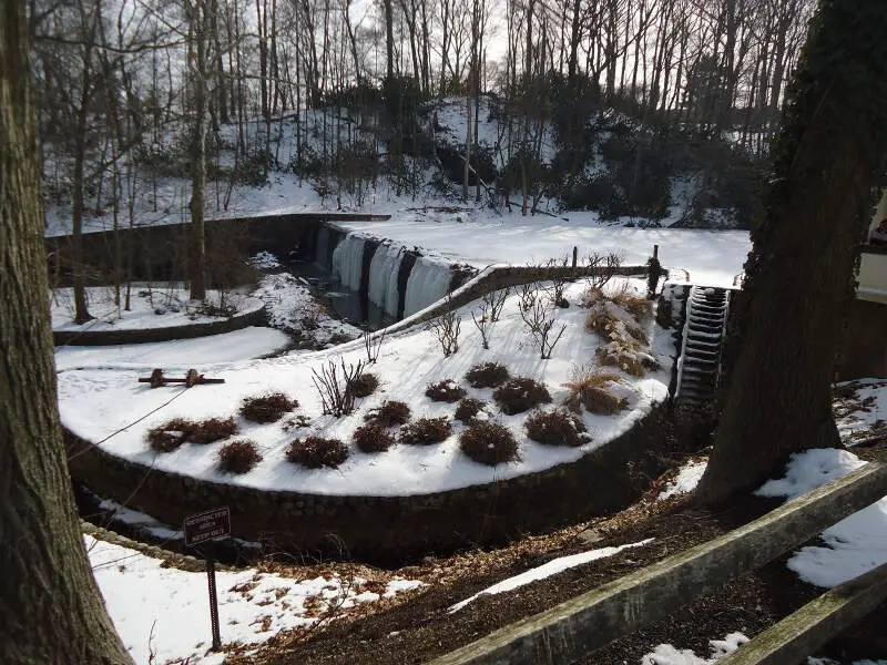 Echo Lake Park Nj Waterwheel Dam Frozen Lake Trees