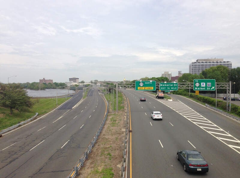 View North Along The John Fitch Parkway New Jersey Route From The Ramp To The Trenton Freeway U