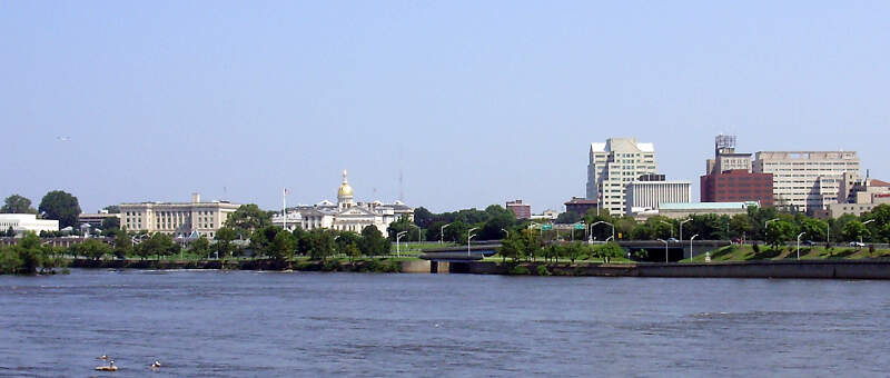 View Of Downtown Trenton In New Jersey And The Mouth Of The Assunpink Creek From Across The Delaware River In Morrisvillec Pennsylvania