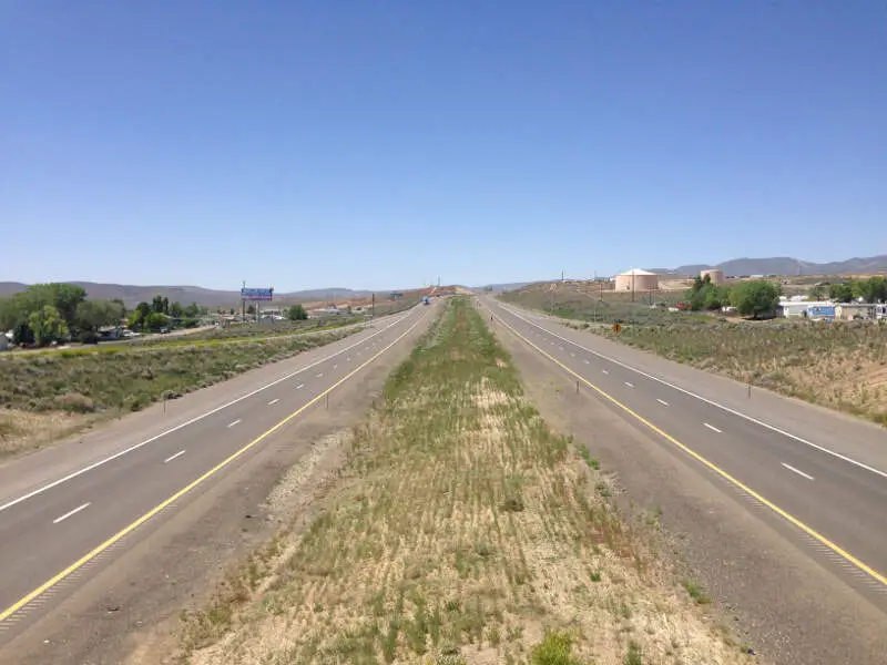 View West Along Interstate  From The Exit  Overpass In Carlinc Nevada