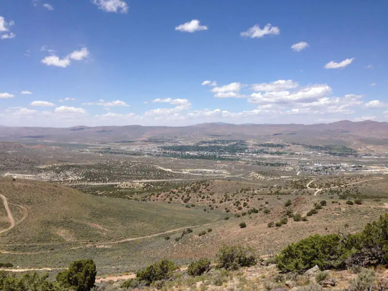 View Of Elkoc Nevada From E Mountain In The Elko Hills Of Nevada