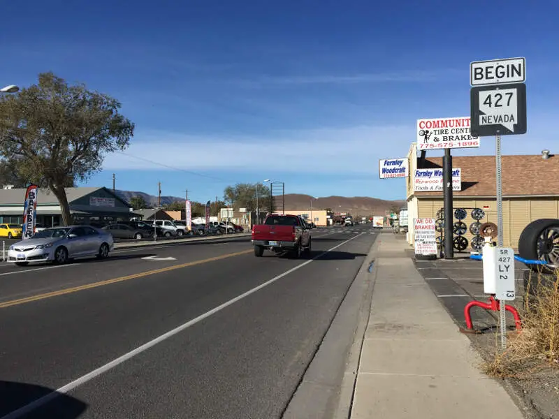 View West Along Main Street Nevada State Route In Fernleyc Nevada