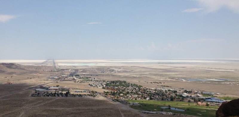 View Of West Wendover In Nevada From A Hill To The West