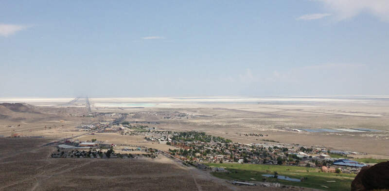 View Of West Wendover In Nevada From A Hill To The West