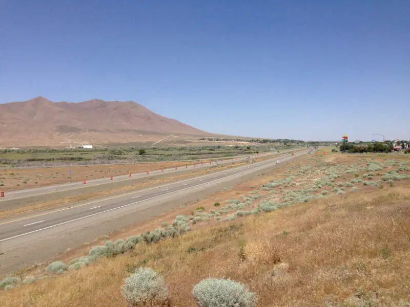 View East Along Interstate From The Exit Overpass In Winnemuccac Nevada