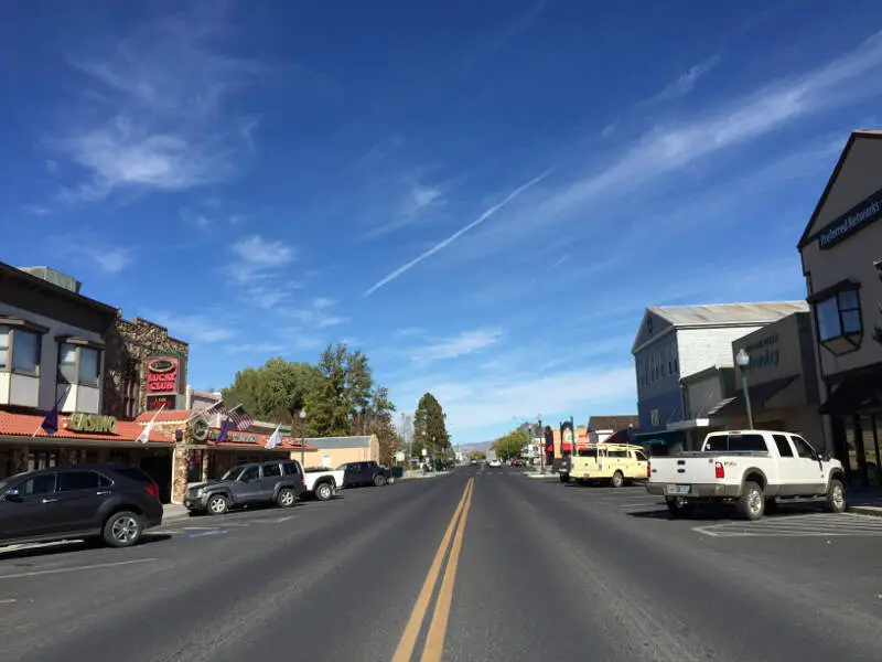 View North Along Main Street Nevada State Route Near Littell Street In Downtown Yeringtonc Nevada