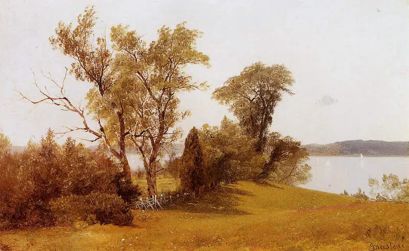 Bierstadt Albert Sailboats On The Hudson At Irvington