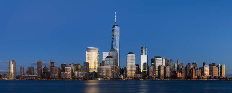 Lower Manhattan From Jersey City November Panorama