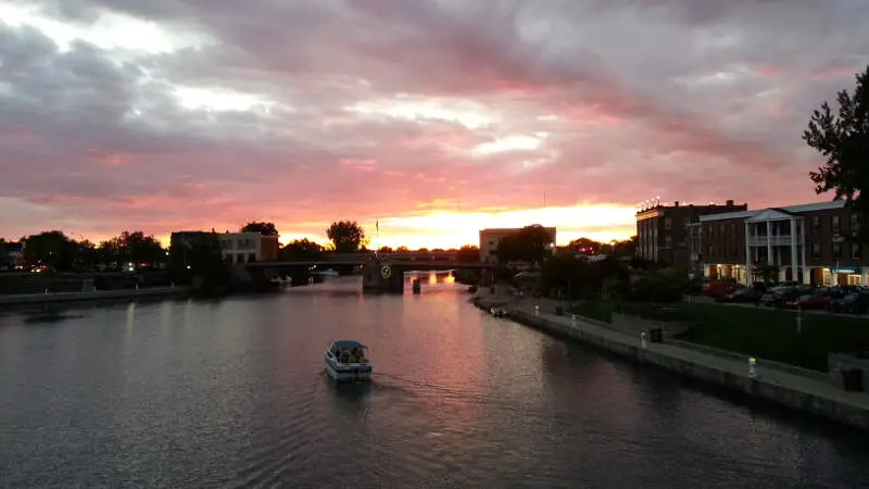 Sunset Over The Erie Canal In North Tonawandac Ny