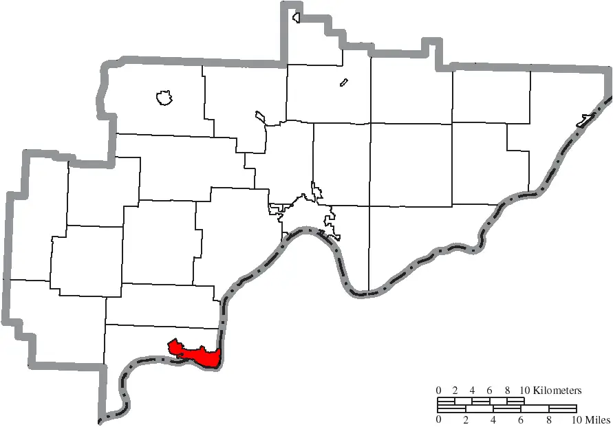 Map Of Washington County Ohio Highlighting Belpre City