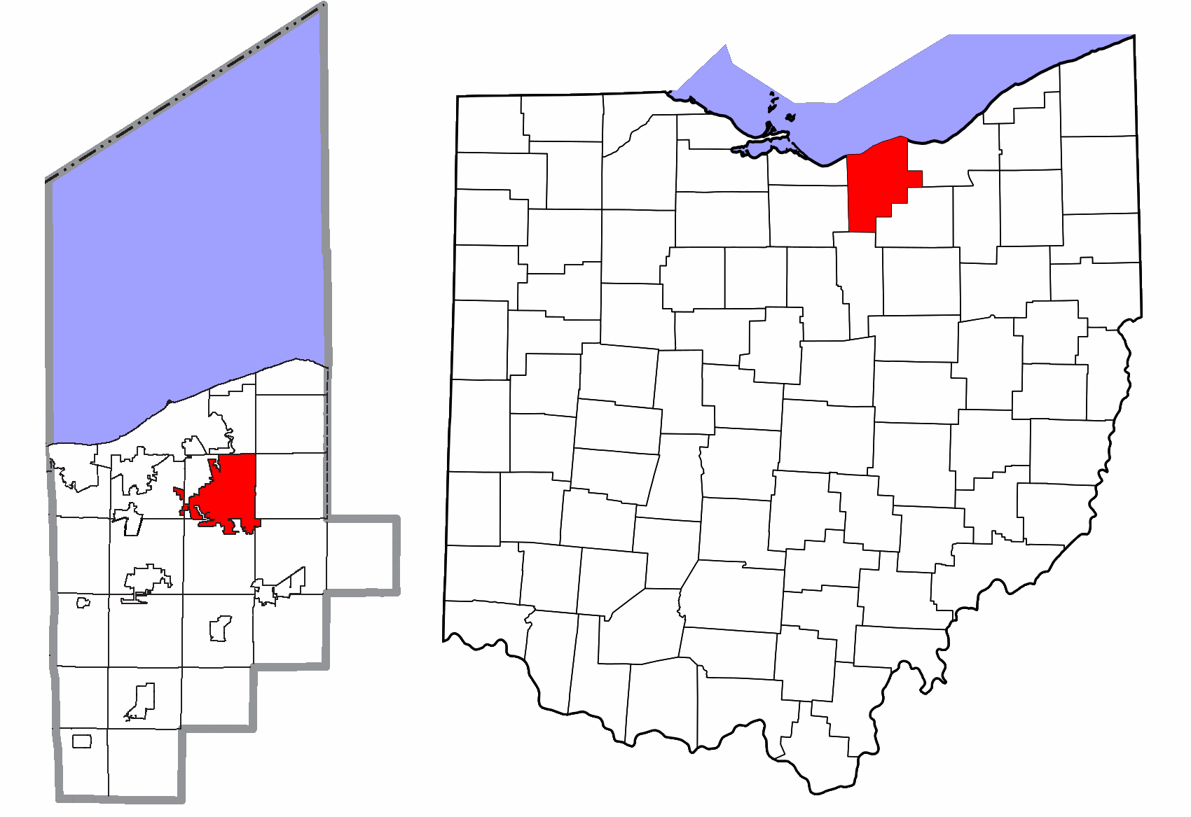 Lorain County Ohio Elyria Highlighted