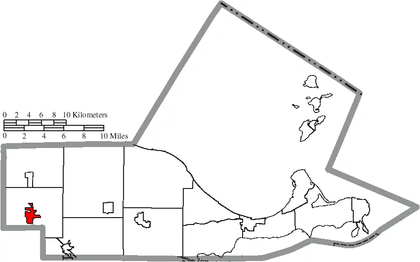 Map Of Ottawa County Ohio Highlighting Genoa Village