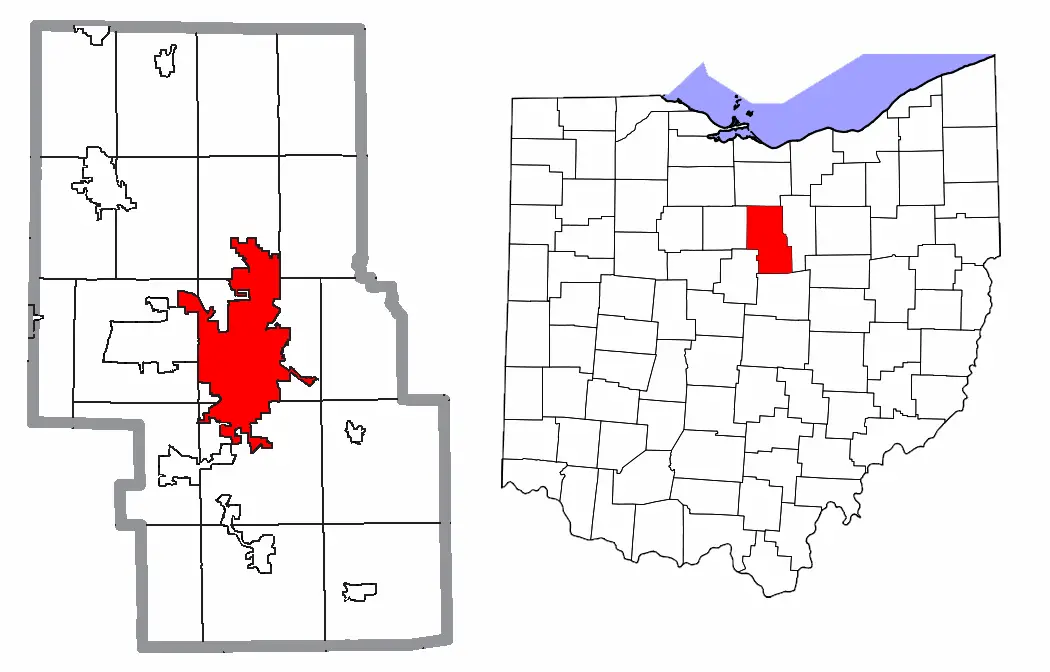 Richland County Ohio Mansfield Highlighted