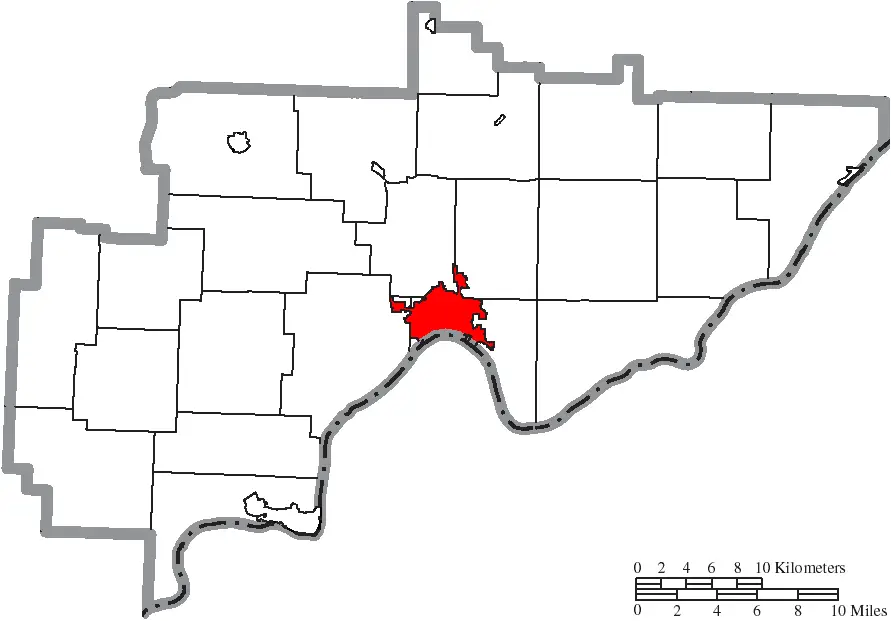 Map Of Washington County Ohio Highlighting Marietta City
