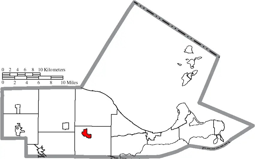 Map Of Ottawa County Ohio Highlighting Oak Harbor Village