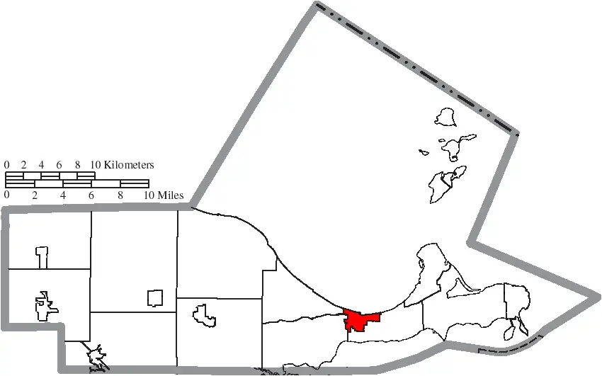 Map Of Ottawa County Ohio Highlighting Port Clinton City