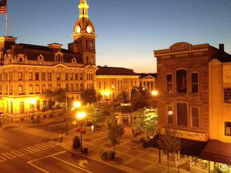 Downtown Woosterc Ohioc Overlooking The Square And Gazebo