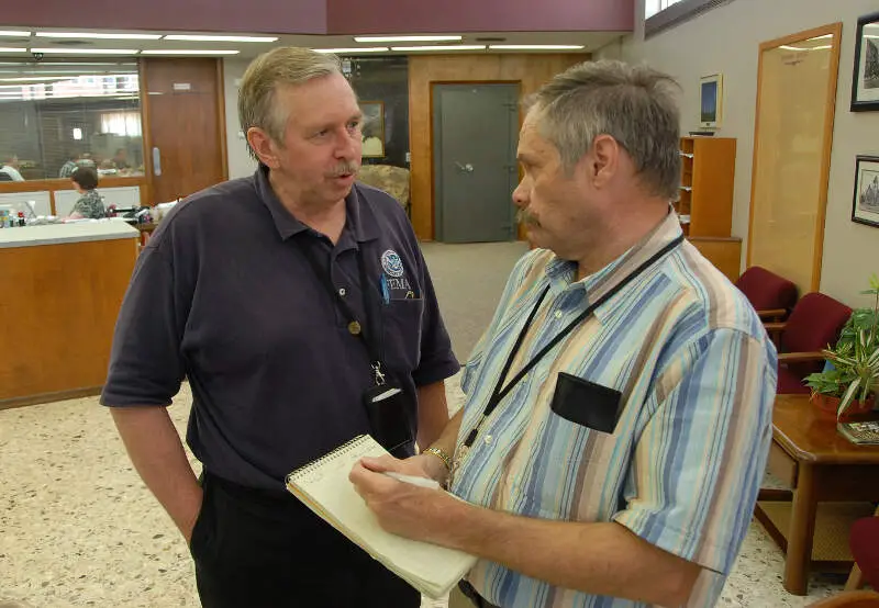 Fema      A Newspaper Reporter Interviews A Fema Public Information Officer