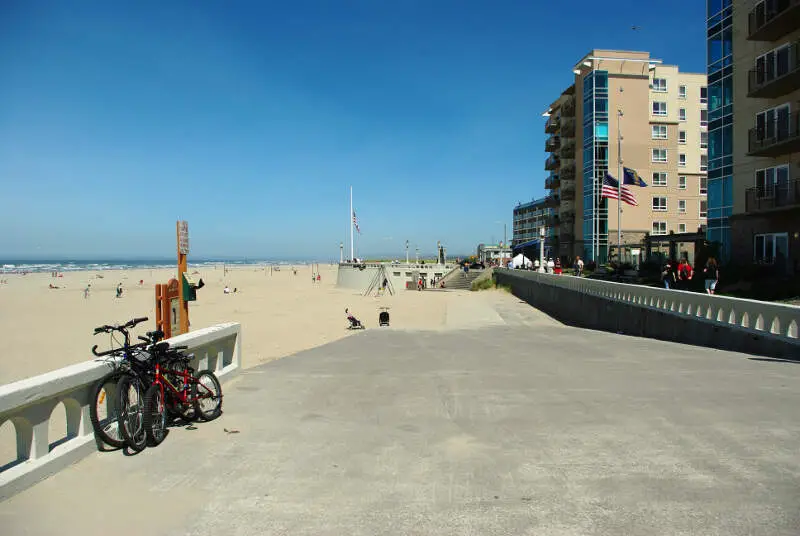 Seaside Oregon Seawall And Beach