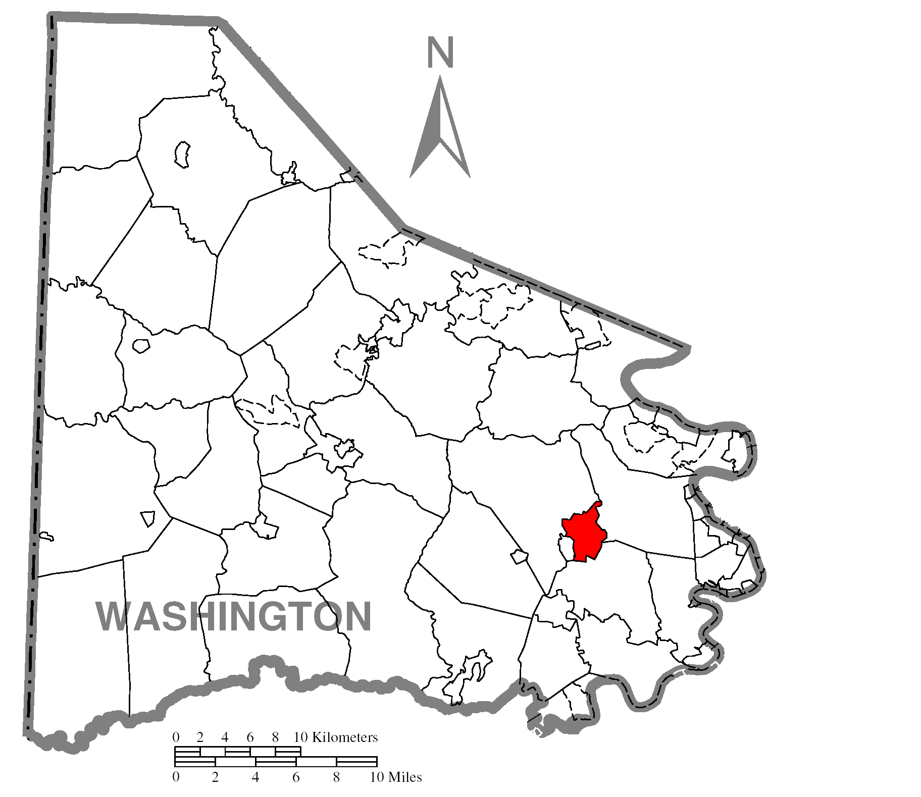 Map Of Bentleyvillec Washington Countyc Pennsylvania Highlighted