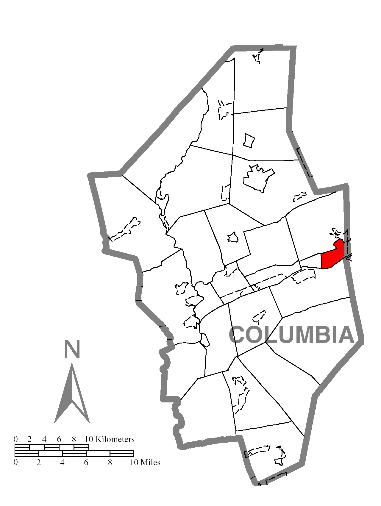 Map Of Berwickc Columbia Countyc Pennsylvania Highlighted