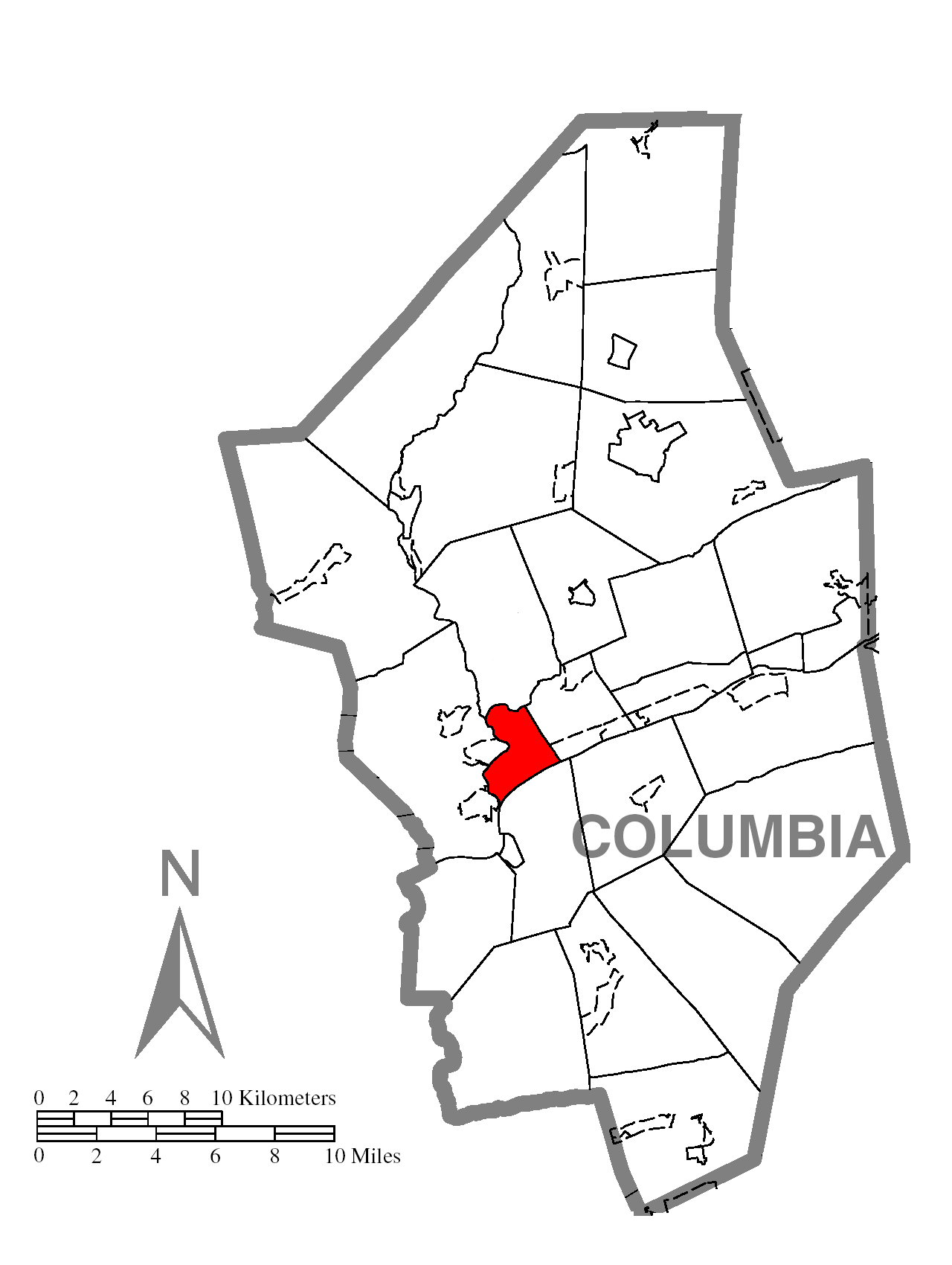 Map Of Bloomsburgc Columbia Countyc Pennsylvania Highlighted