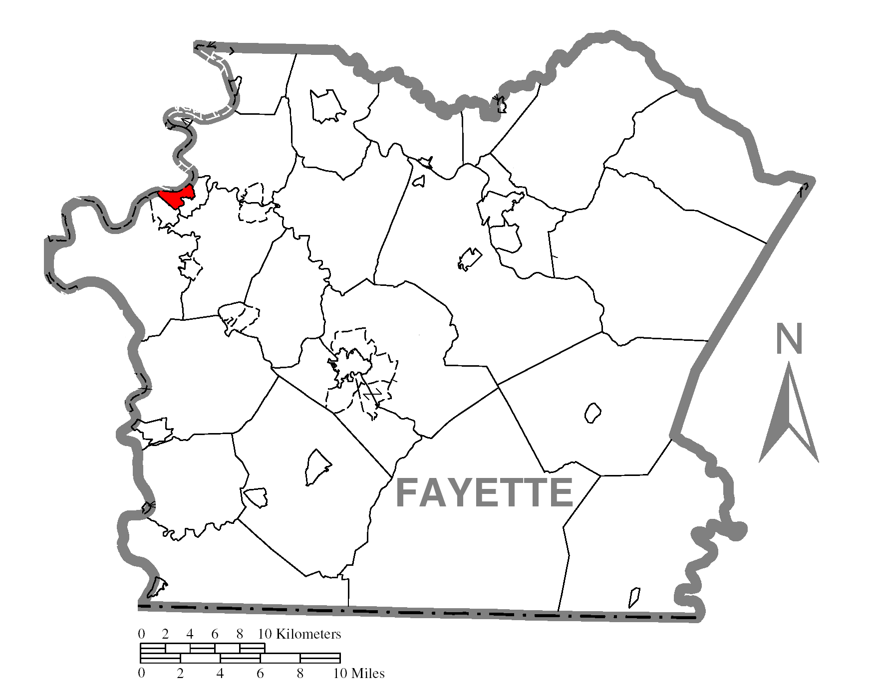 Map Of Brownsvillec Fayette Countyc Pennsylvania Highlighted