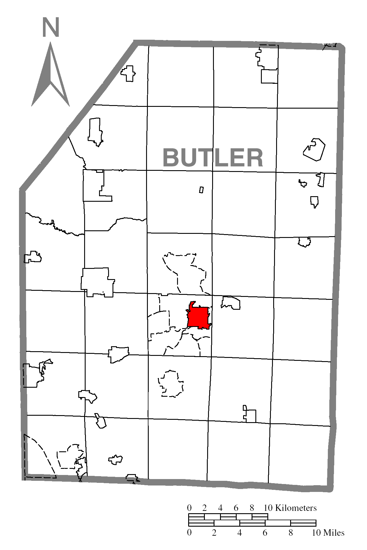 Map Of Butlerc Butler Countyc Pennsylvania Highlighted