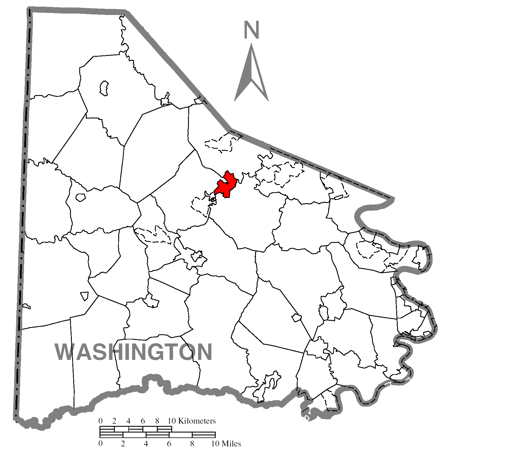 Map Of Canonsburgc Washington Countyc Pennsylvania Highlighted
