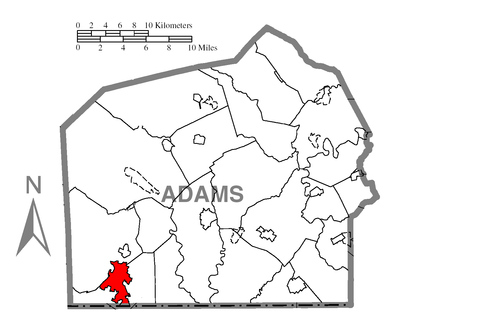 Map Of Carroll Valleyc Adams Countyc Pennsylvania Highlighted
