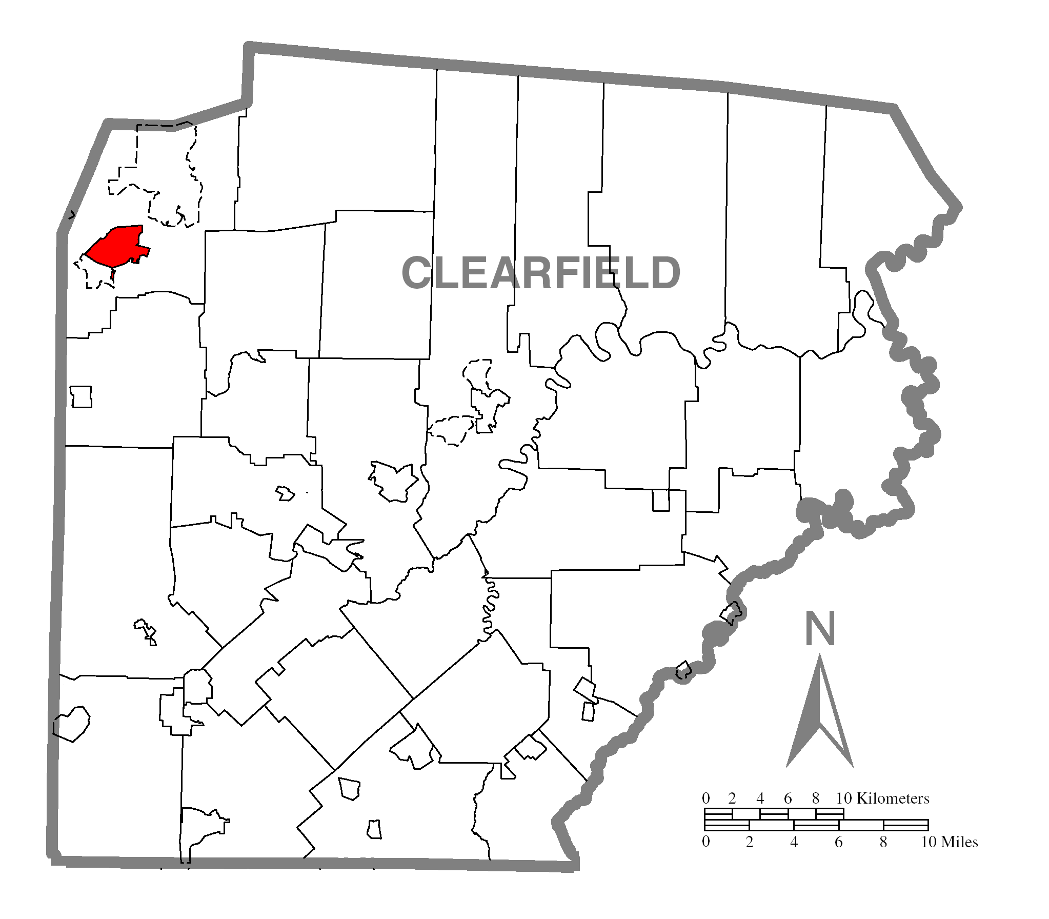Map Of Duboisc Clearfield Countyc Pennsylvania Highlighted