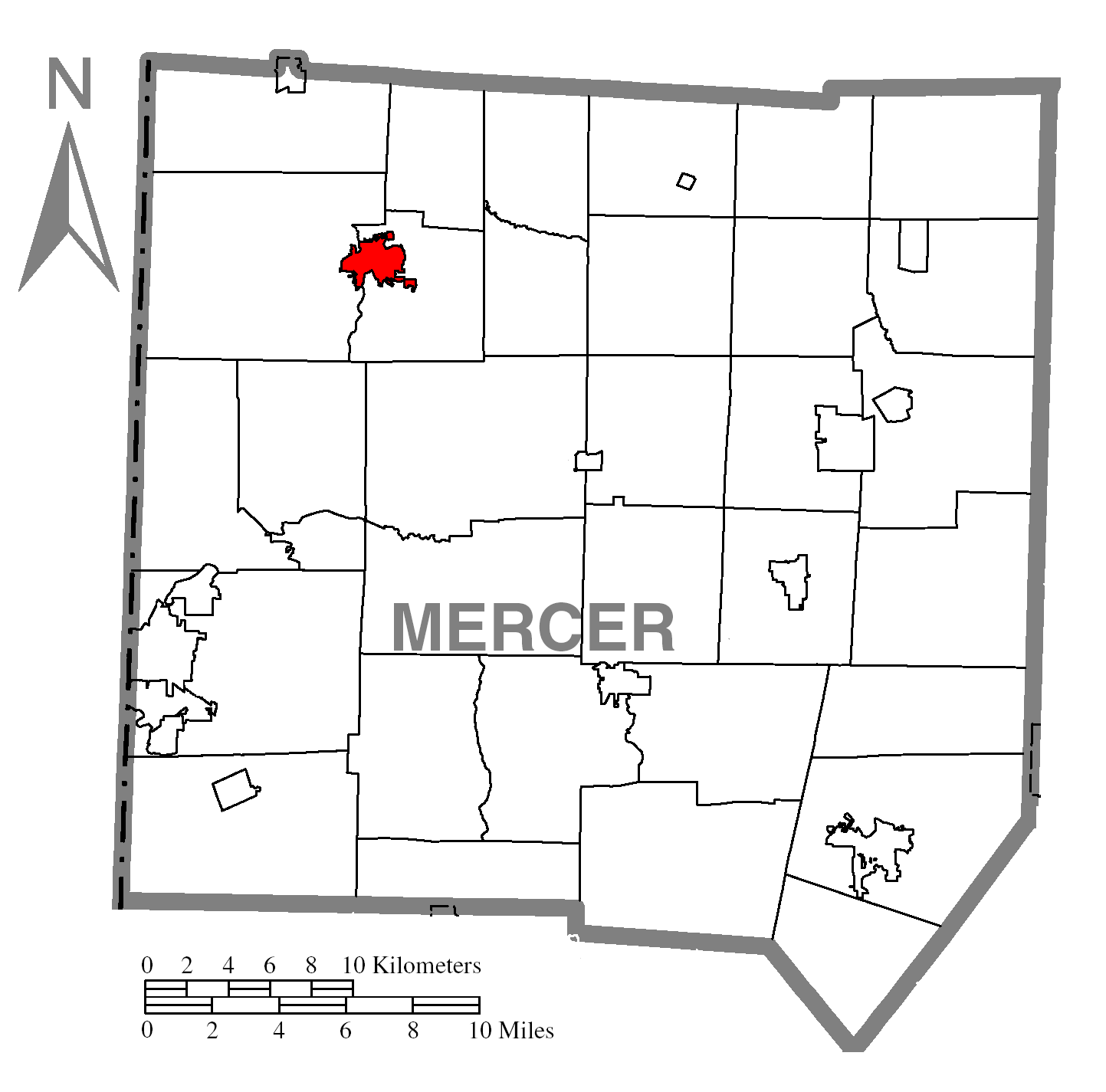 Map Of Greenvillec Mercer Countyc Pennsylvania Highlighted