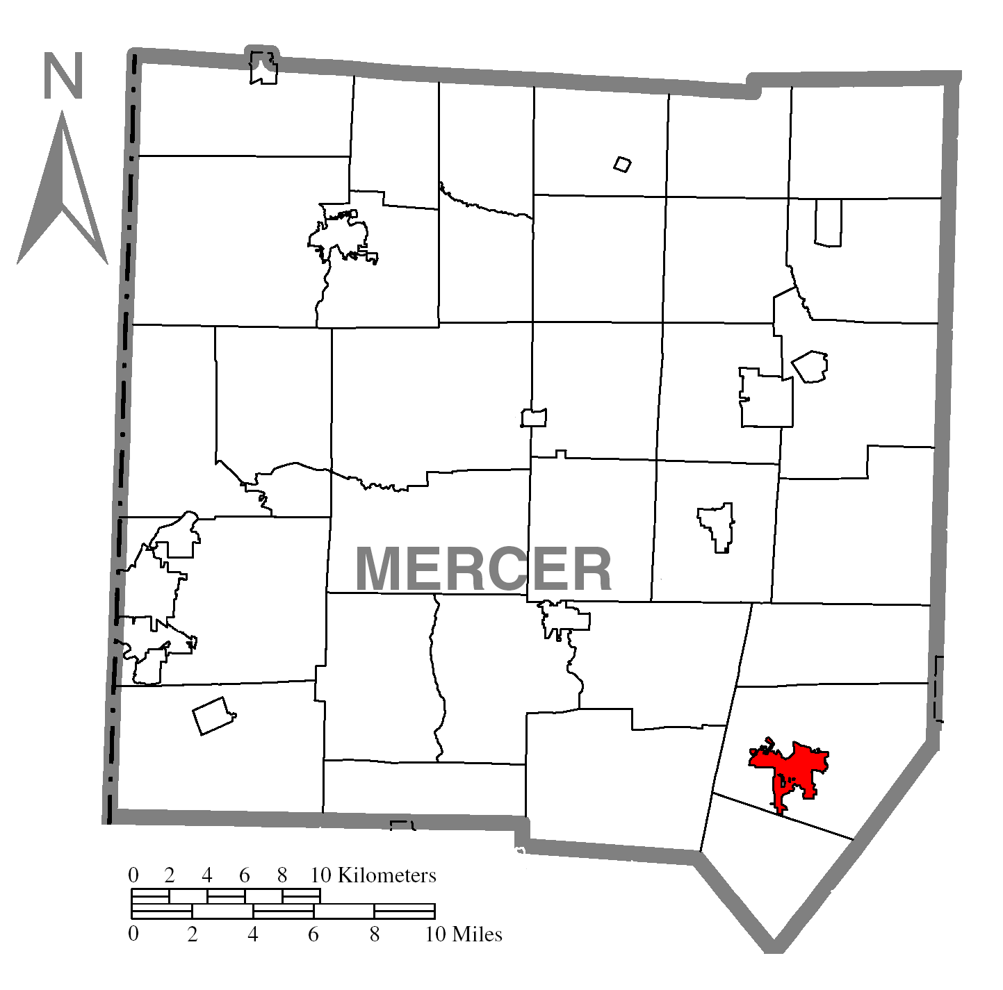 Map Of Grove Cityc Mercer Countyc Pennsylvania Highlighted