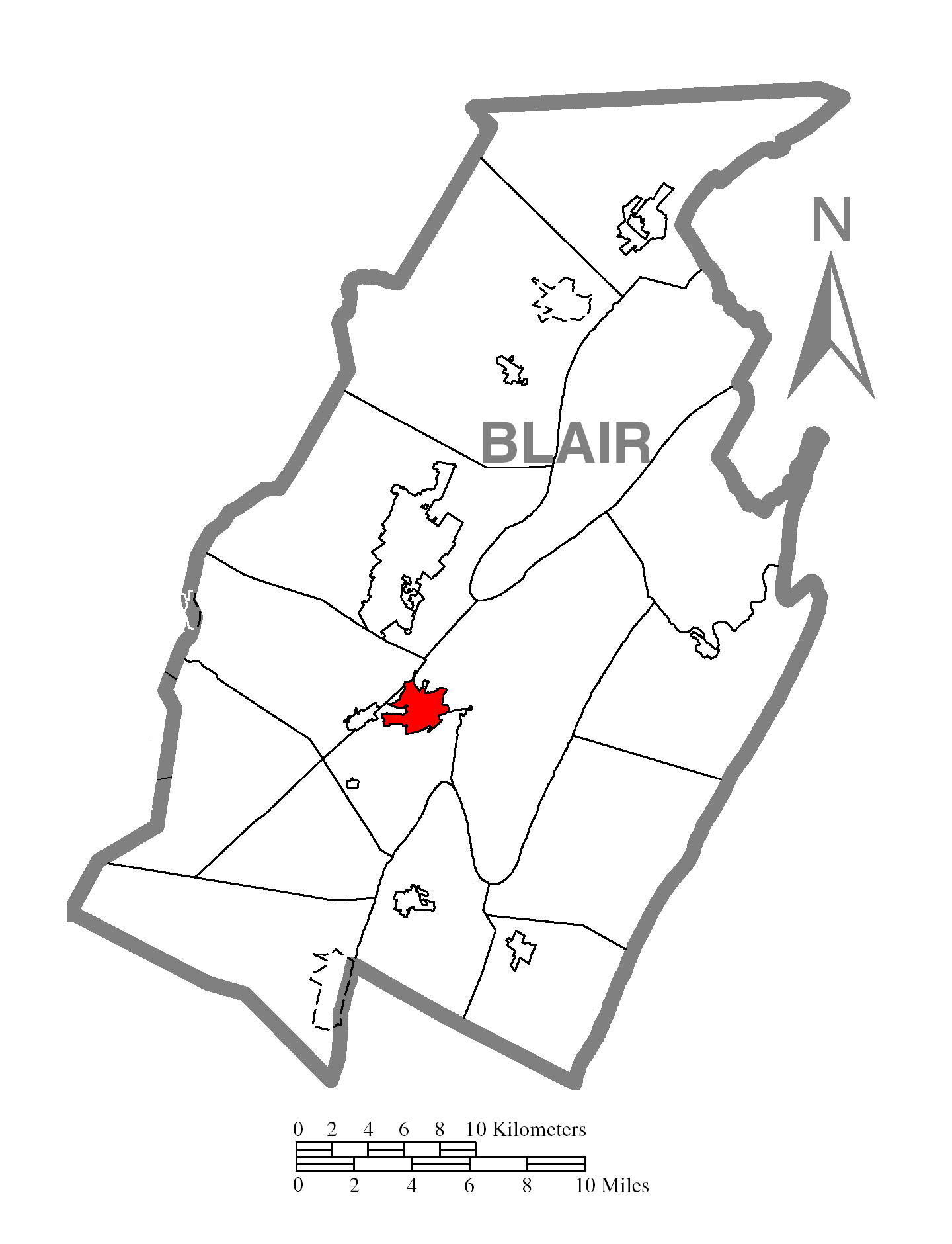 Map Of Hollidaysburgc Blair Countyc Pennsylvania Highlighted