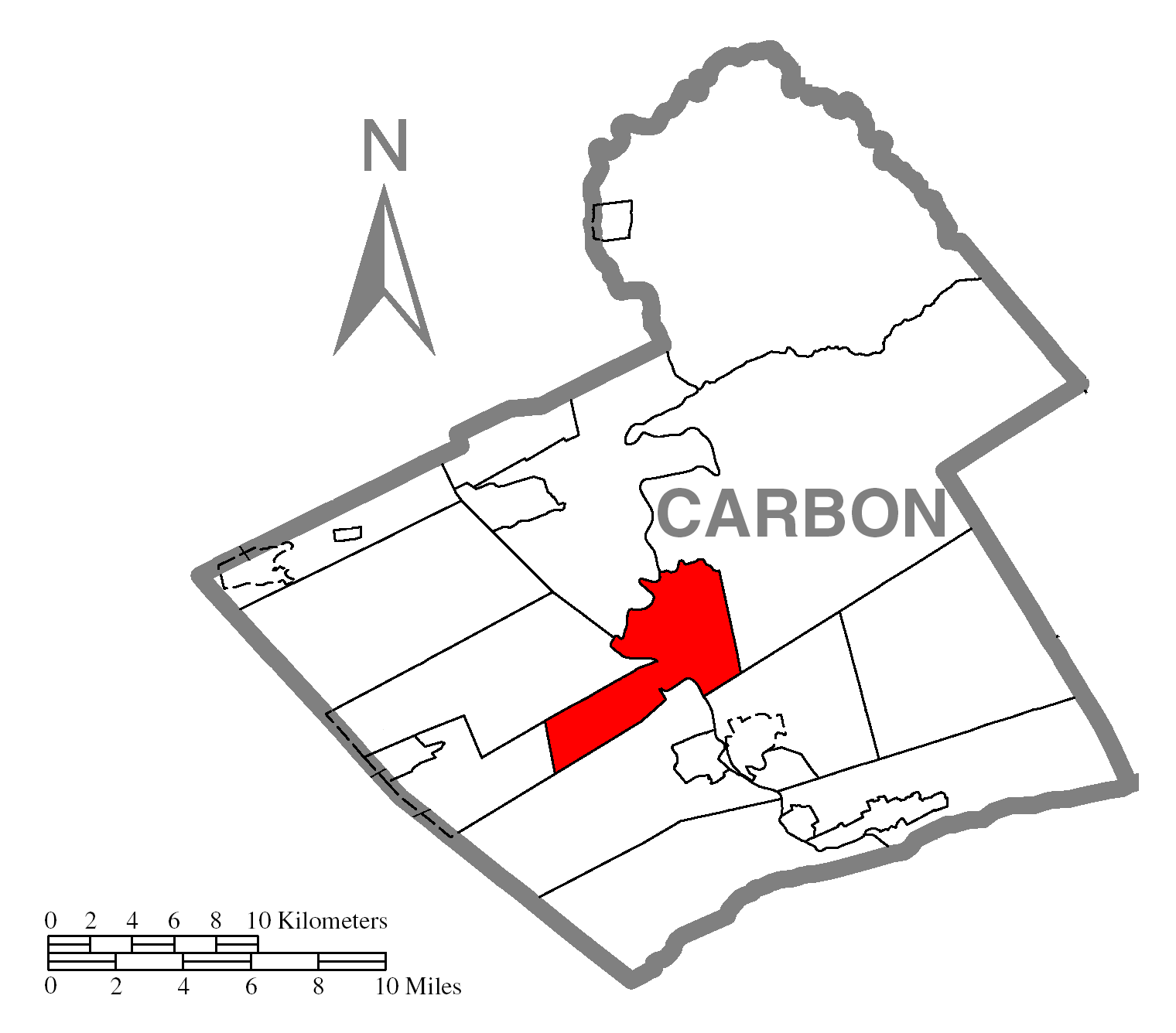 Map Of Jim Thorpec Carbon Countyc Pennsylvania Highlighted